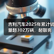 吉利汽车2025年累计销量超302万辆,超额完成全年销售目标(图2) 吉利汽车2025年累计销量超302万辆,超额完成全年销售目标(图2)